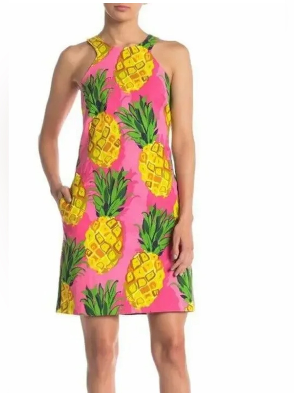 $278 Trina Turk Pink Floral Printed Dress SIZE 8 POCKETS